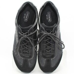 Coach Kodie Black Signature Canvas Snakeskin Suede Sneakers Q534 Womens 7M